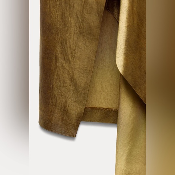 NWT. Zara ZW Collection Golden Satin Effect Asymmetric Flowing Midi Skirt Size S - Picture 4 of 9